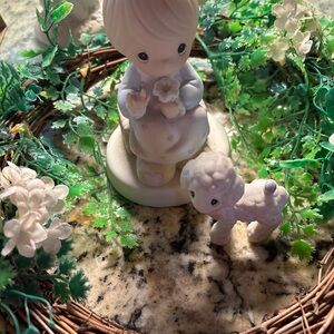 Precious Moments Child with Lamb Figurine - White and Cream